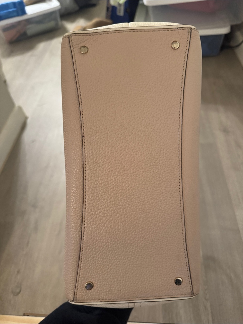 kate spade Neutral Beige Pebbled Leather Tote with Gold Hardware - Picture 7 of 10
